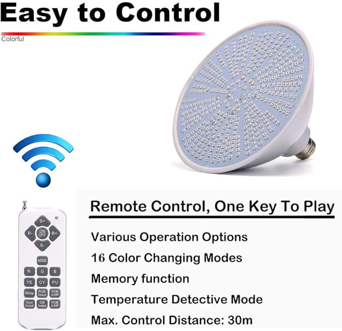 Pool Lights, 120V 40W RGB Color Changing Underwater LED Pool Light for Inground Pool with Remote Control, E26 Replacement Bulb Fit in for Pentair and Hayward Pool Light Fixtures