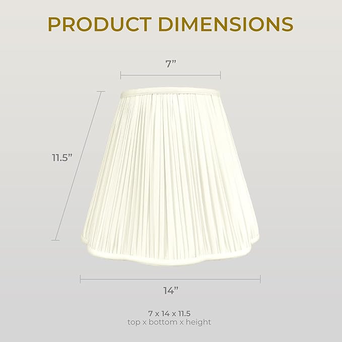 Royal Designs, Inc. BS-754-14EG Bottom Scallop Gather Pleat Basic Lamp Shade, 7 x 14 x 11.5, Eggshell