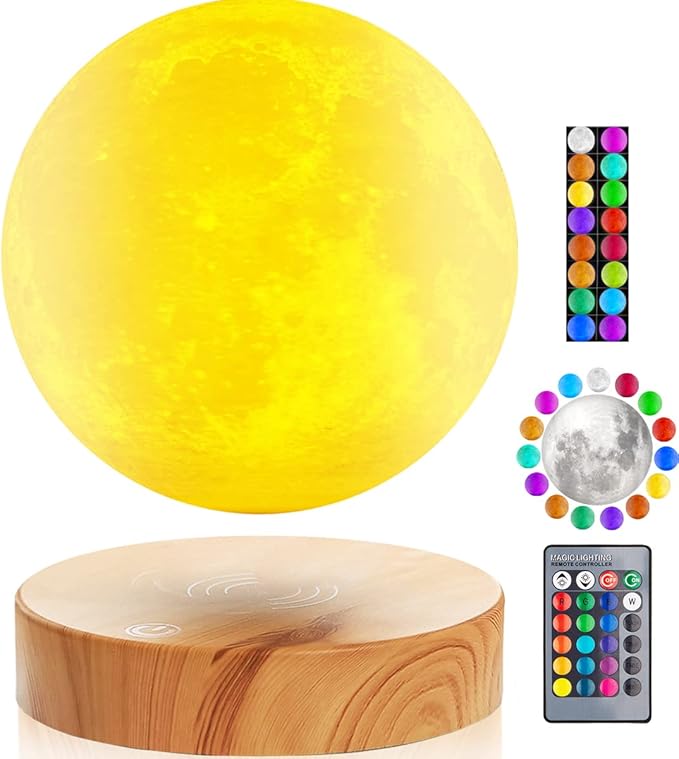 VGAzer Levitating Moon Lamp 5.9 Inch 16 Colors Moon Lamp 3D Moon LED Light with Remote Control for Unique Gifts,Room Decor,Night Light,Office Desk Toys