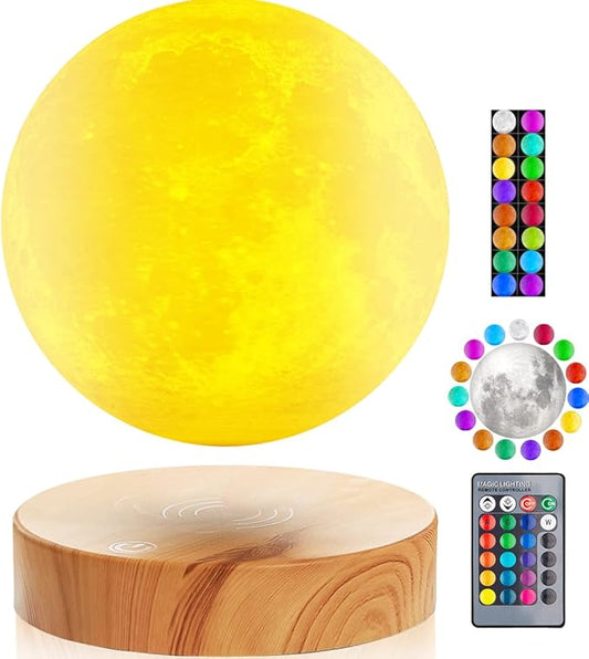 VGAzer Levitating Moon Lamp 5.9 Inch 16 Colors Moon Lamp 3D Moon LED Light with Remote Control for Unique Gifts,Room Decor,Night Light,Office Desk Toys