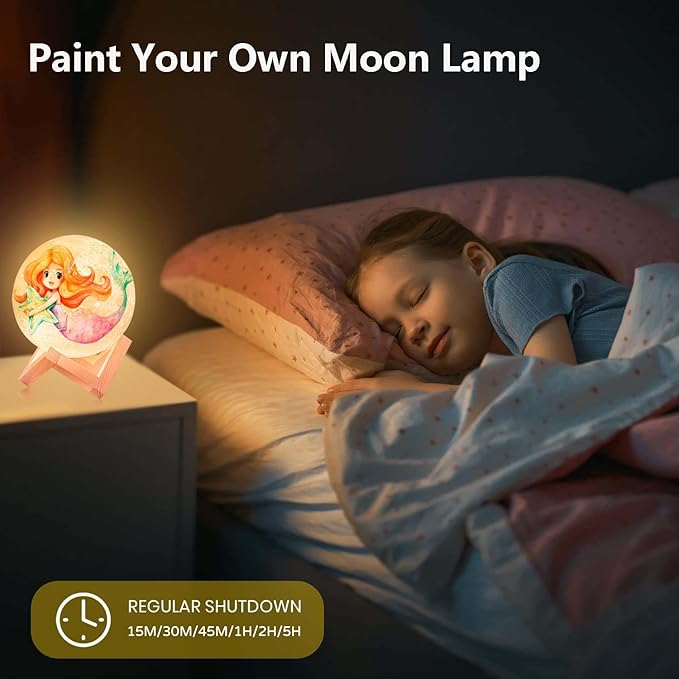 HOLA Paint Your Own Moon Lamp Kit, 2025 Updated USB Rechargeable, DIY Arts Supplies and Crafts Kit, Easter Gifts for Kids Girls Boys Teens, Ages 6 7 8 9 10 11 12 13 14 15 16 Year Old Birthday