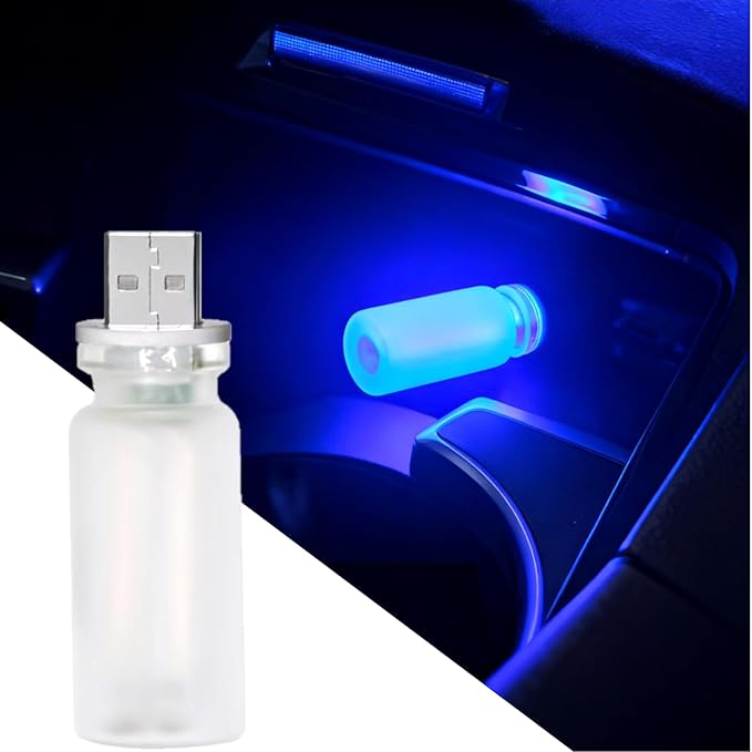 Dimmable Blue USB Touch Lights for Car, Cute Interior Truck Lights, Retro Led Night Light Ambient Lighting, Frosted Glass USB Mood Lamp Bedroom, Car Accessories for Men Women