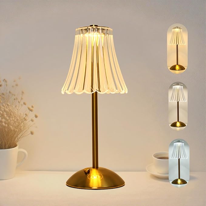 2 Pack Crystal Table Lamp, 5000mAh Rechargeable Battery Lamp with Touch Control, 3 Color Temperatures, Dimmable Brightness, Matte Aluminum Light for Bedroom/Bar/Kitchen/Outdoor, Home Décor