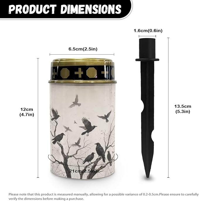 Crow Prayer Cemetery Solar Lights for Grave Cemetery Decor Candle Lamp Corss Sunflower Grave Solar Lights Halloween Decorations