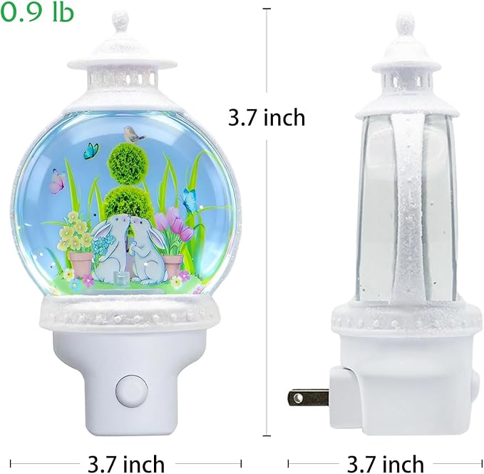 Bunny Night Light Plug-in, Spring Nightlight with Swirling Glitter, Soothing Light Helps Kids Sleep, Rabbit Easter Night Light with USB Cord for Bedroom Nursery Decor Gift
