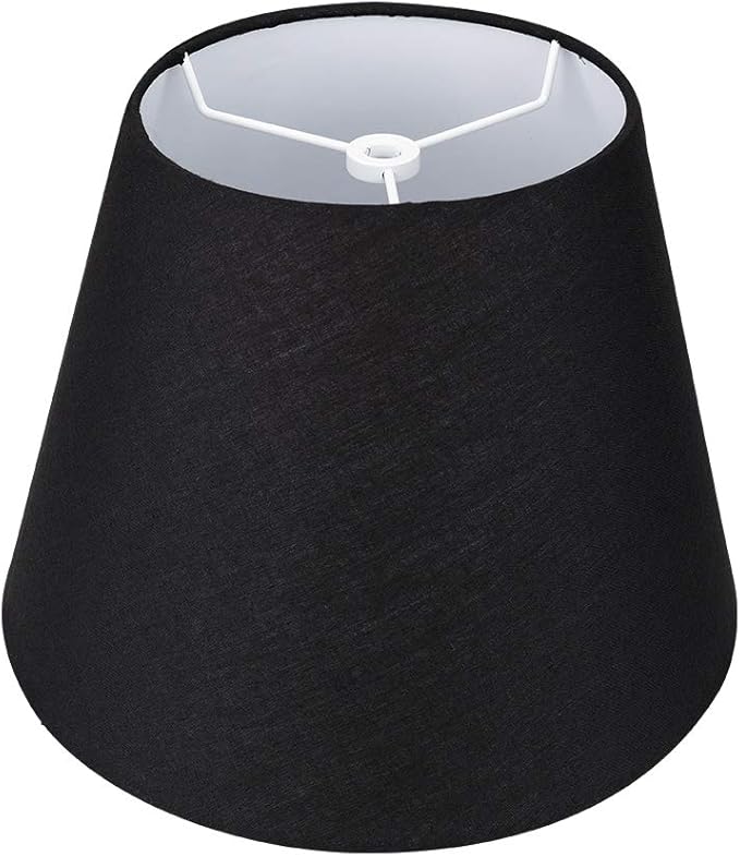 ALUCSET Small Lamp Shade, Barrel Fabric Lampshade for Table Lamp and Floor Light, 6x10x7.5 inch, Natural Linen Hand Crafted, Spider (Black)