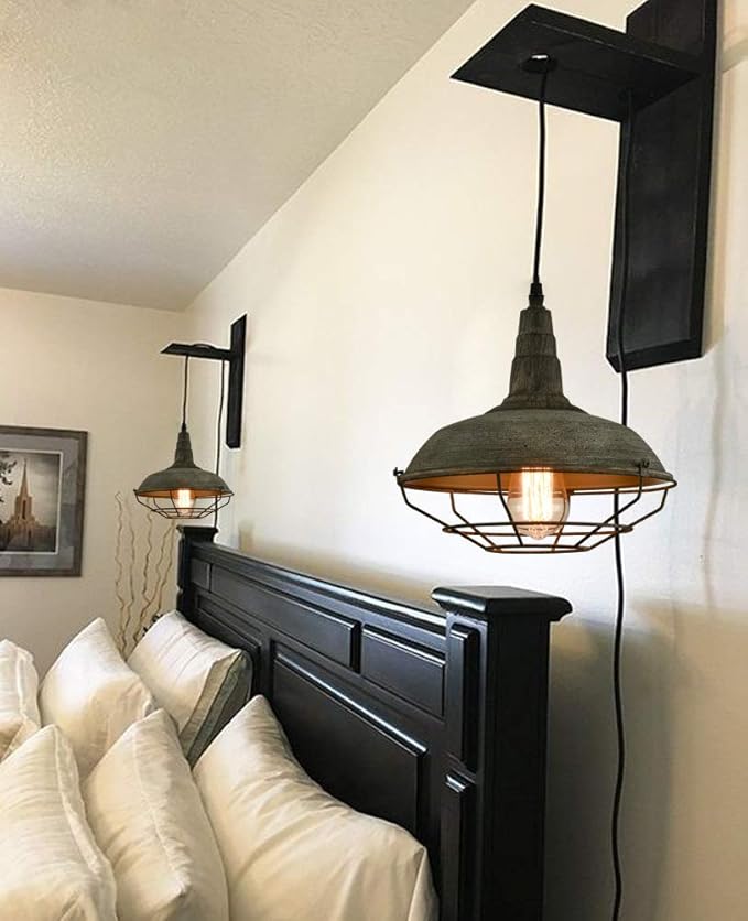 DANSEER Farmhouse Plug in Pendant Light with 16 Feet Hanging Cord Hanging Lighting Fixture