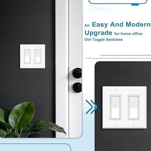 GreenCycle Single Pole Switch White,24 Pack SP Rocker Light Switch 15A 120/277V, On/Off Rocker Paddle Interrupter, Residential/Commercial Grade,Home & Office,UL/CUL, White