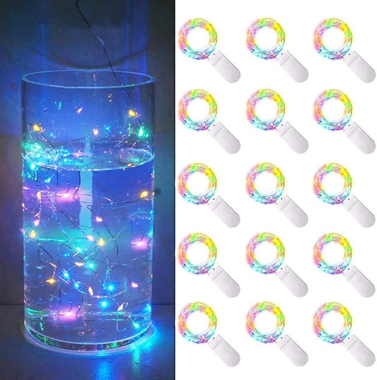 15 Pack 30 LED Micro Starry String Lights Battery Operated(Included),Fairy Waterproof Silver Wire Lights,for DIY Party Garden Wedding Table Indoor&Outdoor Decorations