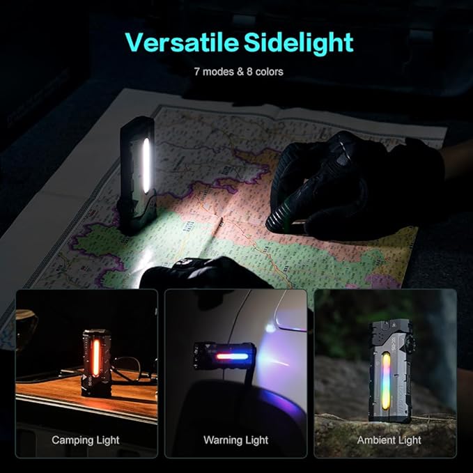 LOOP GEAR SK05Pro Flat LED Flashlight with 8000mAh Power Bank,Sidelight Flashlight Combines Floodlight & Spotlight,4360 High Lumens,Rechargeable,Magnetic Tail,IP68 Perfect for Camping,Outdoor (Grey)