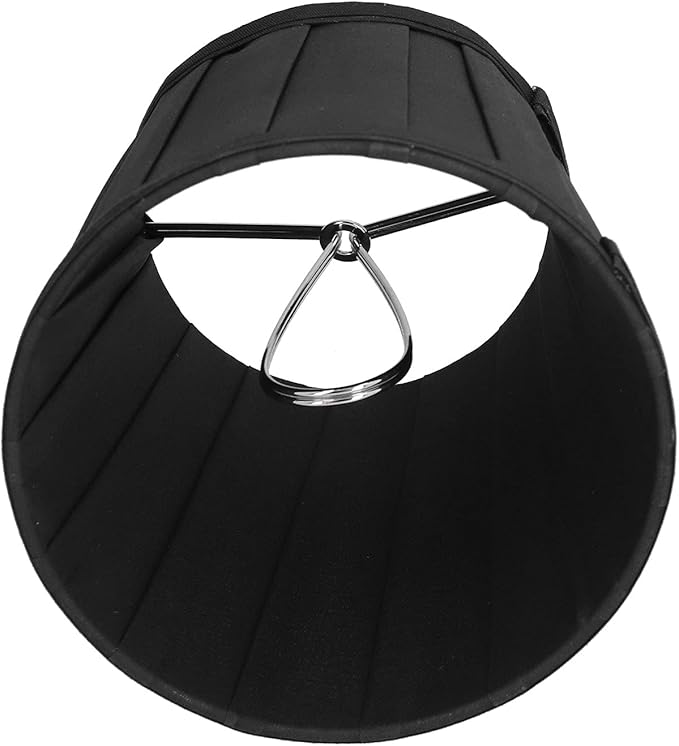 3Pcs Small Lamp Shade, E14 Clip on Lampshades Pleated Fabric Barrel Lamp Shades Replacement for Table and Floor Lamps, Pendant Light, Chandelier, Home Bedroom Hotel Decor, 3.3 x 4.7 x 4.3 inch (Black)