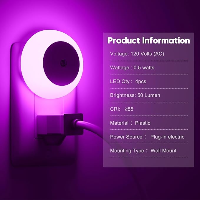 Night Light, Night Lights Plug into Wall, Dusk to Dawn Sensor, Pink Led Night Light 0.5W, 2 Pack Nightlight for Adults, Bedroom, Bathroom, Hallway, Kitchen