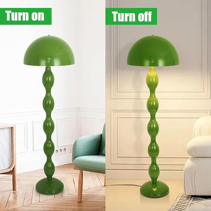 Green Floor Lamp for Living Room,59in Modern Cream Style Led Floor Light,3 Colors Unique Mushroom Floor Lamp,Tall Standing Light for Bedroom,Office,Corner(Bulb not Included)