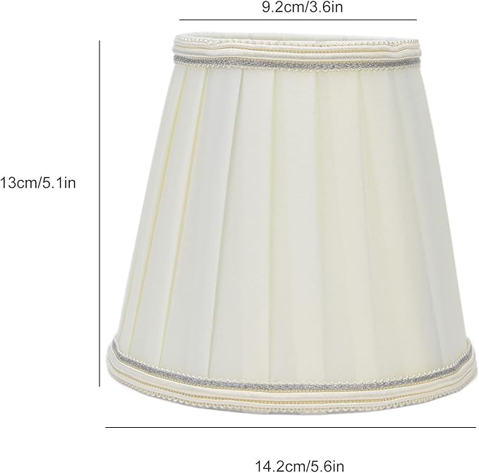 2Pcs Small Lamp Shade, Pleated Fabric Lampshade Clip On Modern Lampshades for Table Floor Lamp, Pendant Light Chandelier, 3.6 inch Top x 5.6 inch Bottom x 5.1 inch Height(Light Beige)