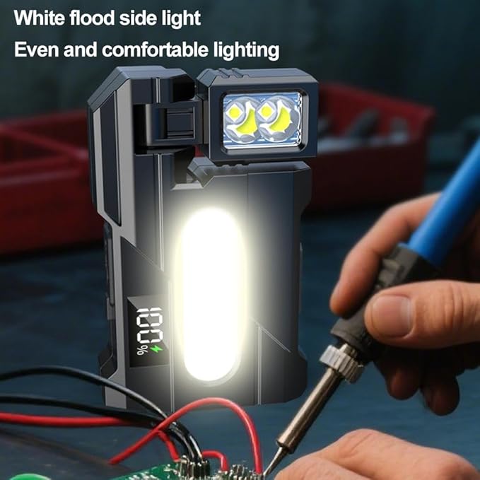 G5 EDC Flashlight 1200 Lumens,Super Bright Rechargeable Mini Light with 180° Rotatable Magnet,3 Modes EDC Flashlight,Portable Pocket Dual Light,Magnetic Keychain F-lashlight for Outdoor Emergencies