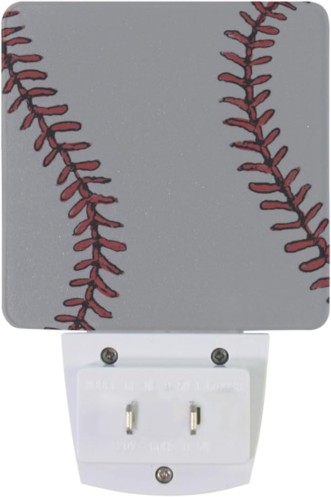 Vdsrup Baseball Night Light Set of 2 Sports Ball Lace Plug in LED Nightlights Auto Dusk-to-Dawn Sensor Lamp for Bedroom Bathroom Kitchen Hallway Stairs