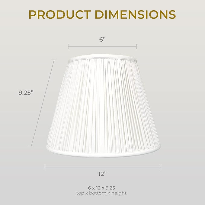 Royal Designs Deep Empire Gather Pleat Basic Lamp Shade, White, 6 x 12 x 9.25