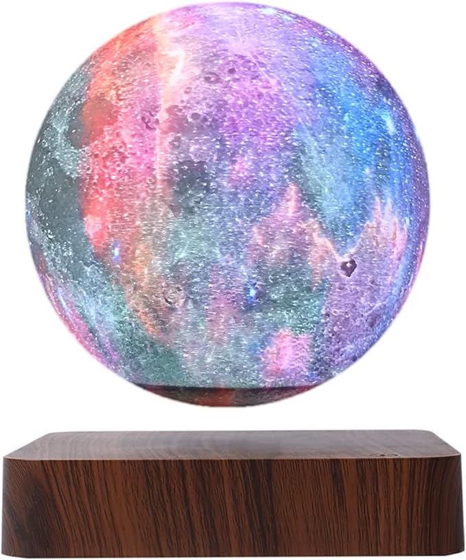 Levitating Moon Lamp,Floating Galaxy Night Light,3D Moon Light Bedside Lamp,Levitation Cosmos Lava Desk Table Lamp for Unique Gifts,Christmas,Room Decor, Office (3-Color Modes)