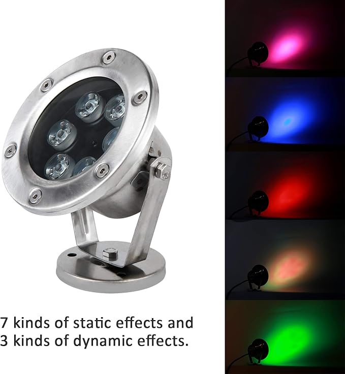 JSN&PC LED Underwater Lights 18W RGB Color Changing with RF Remote Controller & IP68 Waterproof Joint for Party Swimming Pool Fountain Water Rockery Grass Land