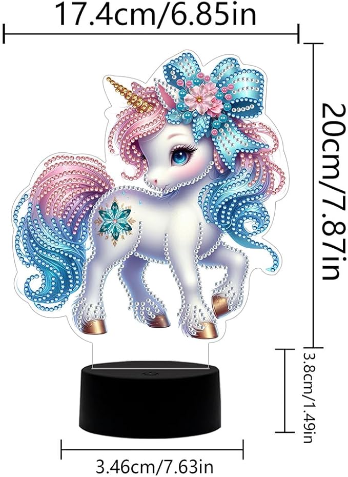 Unicorn Diamond Art Painting Night Light,Diamond Art Painting Kits Desktop Touch Lamp Ornaments for Tabletop Decor Diamond Art Accessories for Adult Beginner Bedrooms Living Room