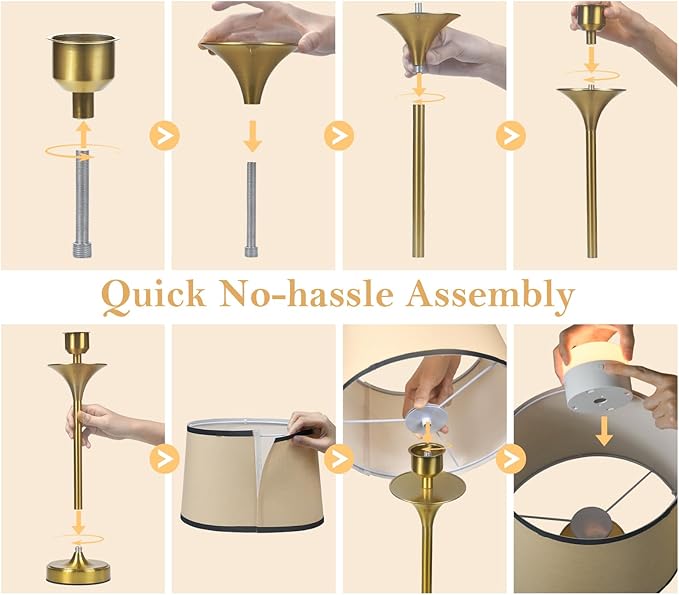 Mid Century Modern Cordless Table Lamp, Gold Glam Table Lamp with Tapered Fabric Shade, Classic Elegant Table Lamp for Living Room Bedroom Entryway Console, Detachable Magnetic Bulb, 10000mAh