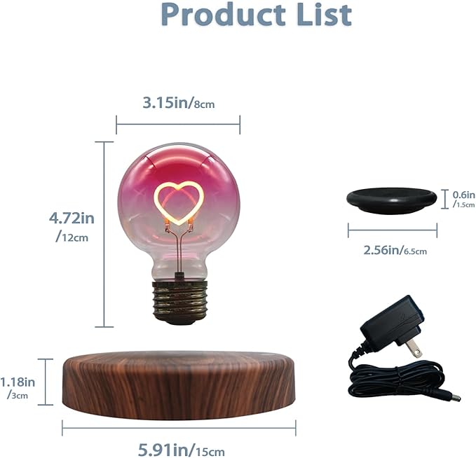 Funtastech Levitating Lamp Magnetic Levitation Ambient Lighting Led Night Light Bulb with Floating Display Stand Tray for Plants, Toys, Ornaments, Home Office Table & Room Desk Decor, Cool Tech Gifts