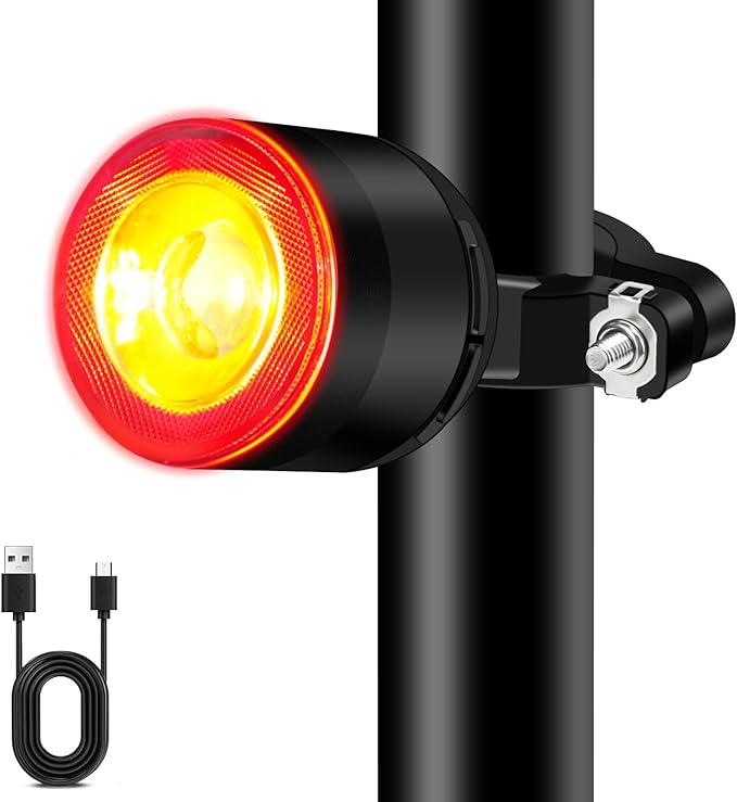 Cruxer Ultra Bright Bike Tail Light 200 Lumen Compact Bicycle Rear Light, USB-C Rechargeable, Smart Brake Sensing up to 300 Lumen, 8 Light Intensity Levels, 4 Lighting Modes, IP66 Waterproof