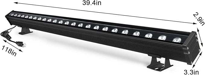 JSN&PC LED Wall Washer Light 24W 39.4 Inches Lighting Bar in Black IP65 Waterproof Outdoor Light for Advertising Boards, Billboard,Building Commercial Lighting (White 5000-5500K)