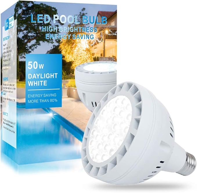 12V 50W LED Pool Light for Inground Swimming Pool, 5000LM Daylight LED Light Bulb Replacement for 300-800W Traditional Bulb, Fit in for Pentair and Hayward Pool Light Fixtures