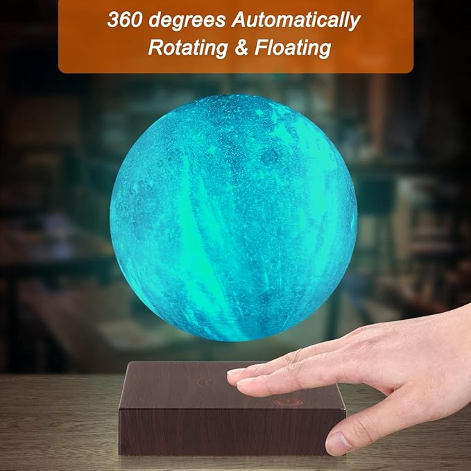 VGAzer Magnetic Levitation Moon Lamp Globe Night Light Floating 3D Moon LED Colorful Light for Home Decoration Table Lamp