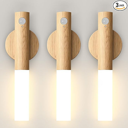 iThird Motion Sensor Wall Light Beech 3PCS, Battery Operated Wall sconces
