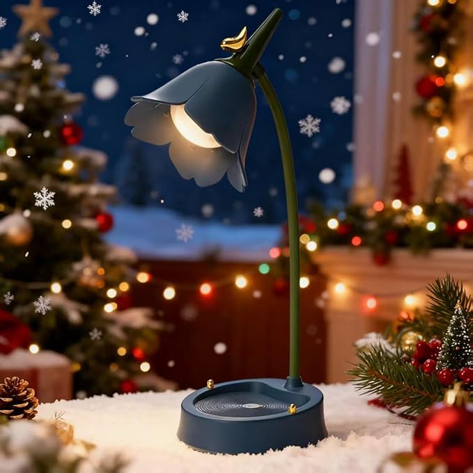 LED Desk Lamp Cordless Table Light Adjustable Gooseneck Dimmable Touch Rechargeable Battery Eye-Caring Night Light for Kids, Mini Cute Lamp for College Dorm Bedroom Reading (Blue)