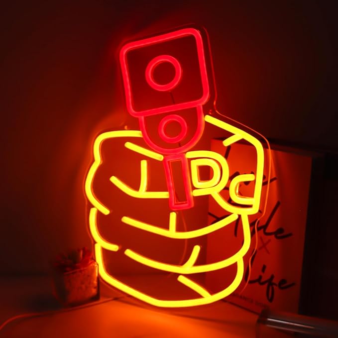 Gun Neon Light Led Yellow Red Pistol Neon Sign Cool Hanging Neon Signs For Man Cave Bedroom Dorm Office Bar Party Decor Gifts For Boys&Man