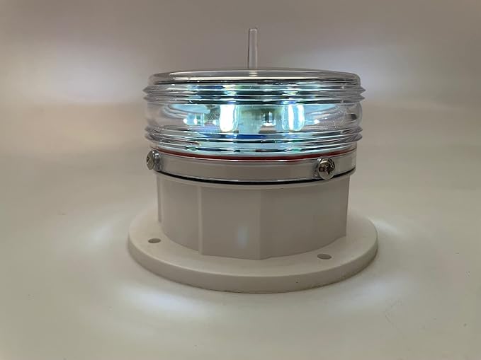 Britta Products Solar Dock Warning Light 360 Degree - Super Bright Waterproof LED Light for Marine Applications - Constant On or Flashing (WHITE)