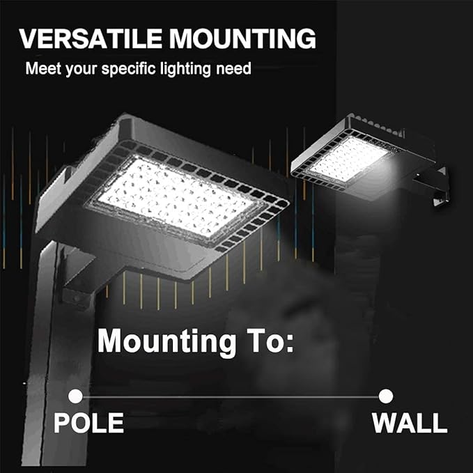 ledmo LED Parking Lot Light Dusk to Dawn Outdoor Lighting with Adjustable Arm Mount 19500lm Waterproof Wall Light Fixtures 150W Flood Security Lighting for Garage Yard Shop Warehouse Barn(3 Pack)