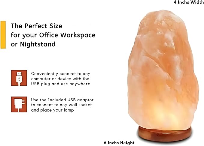 Salt Rock Lamp Set of 2 – Small Himalayan Salt Lamp Night Light for Home & Bedroom Décor
