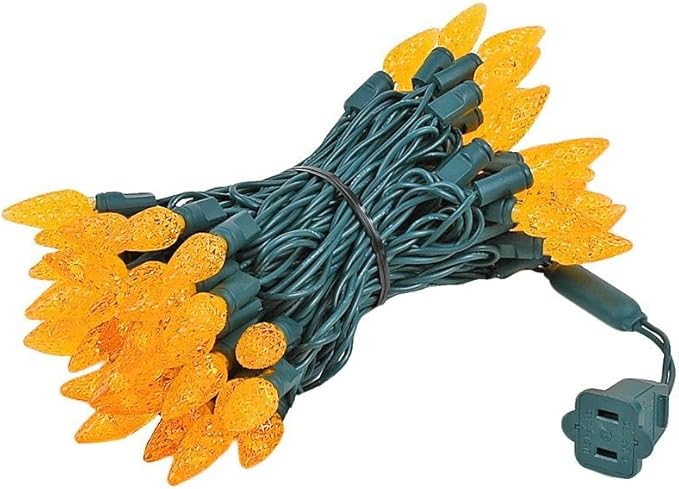 Novelty Lights 24FT 70 LED C6 LED Halloween String Lights, Outdoor Christmas Tree Commercial Grade LED String Lights, Permanent Christmas Lights Tree Decorations (Orange)