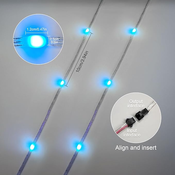 WS2812B Fairy String Lights Addressable Individually RGB IC, PVC Wire 16.4FT 50LEDs DC5V/2A for Twinkle Home Garden Bedroom Outdoor Indoor Decor(No Adapter or Controller) 4PCS