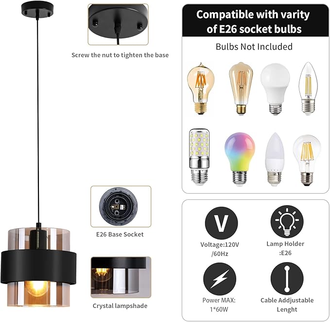 Pendant Lights Kitchen Island Lighting,7 Inch Adjustable Mini Glass Haning Lights for Entrance Aisle Decorative Lighting Fixture for Dining and Bar Table (2 Pack Matte Black)