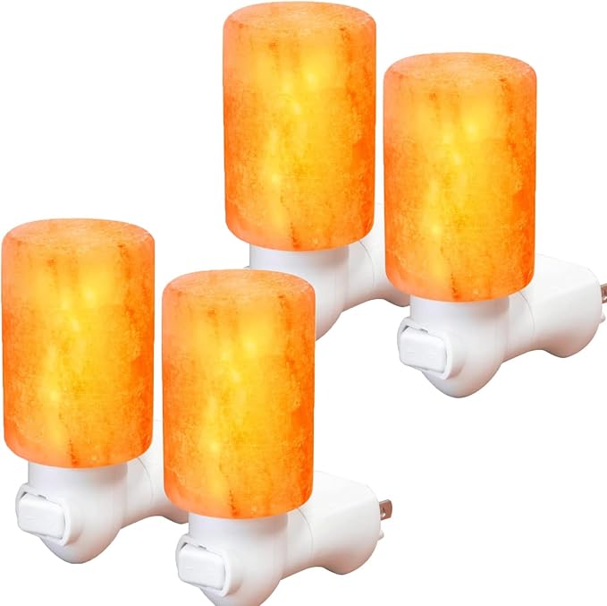4 Pieces Himalayan Salt Lamp Plug in Night Light Salt Lamp, 360 Degree Adjustable Wall Plug for Bedroom Night Light