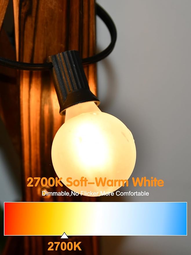 SUNSGNE 25 Pack G40 Led Replacement Light Bulbs, E12 Screw Base Shatterproof LED Globe Frosted Bulbs Light for Indoor Outdoor String Lights, 0.6watt Equvalent to 5watt Incandescent Bulbs, Warm White