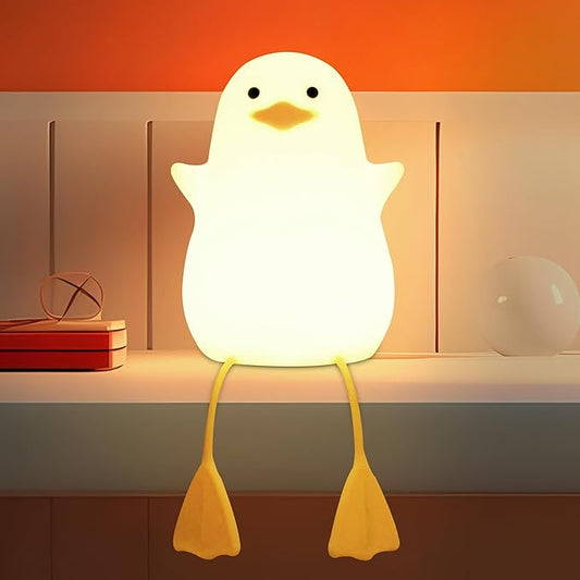 Cute Duck Lamp, Animal Nursery Silicone Night Light with Portable USB Rechargeable Timer Dimmable, Perfect for Home Bedroom Living Room, Holiday Birthday Xmas Easter Decor Gifts to Kids Baby