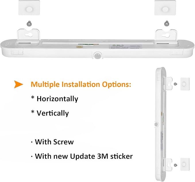 BLS T01L LED Closet Light, Super Bright 20 LED Under Cabinet Lighting Battery Powered/DC Input Wireless Motion Sensing Light, Auto On Off Switch, Motion Sensor & Light Sensor, Light Beam Adjustable