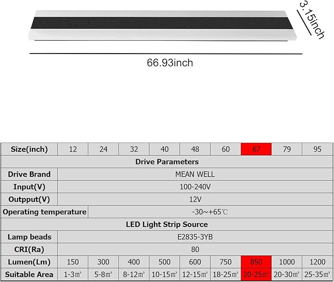Outdoor Long Strip Modern LED Wall Lighting Fixture Lamps, Elegant Frosted White Acrylic, Black Aluminum Body IP65 Waterproof Anti Rust (Cold White, 67inch)