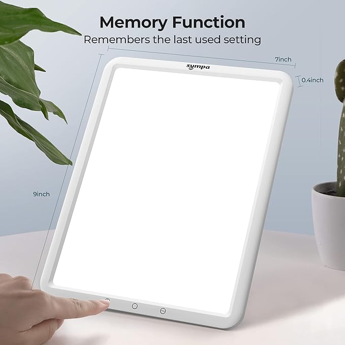 sympa Light Therapy Lamp, Sun Lamp with 10000 Lux, Happy Mood Lamp with Adjustable Brightness, Memory Function & 30 Minute Timer & Rotatable Stand, for Home Office Traveling