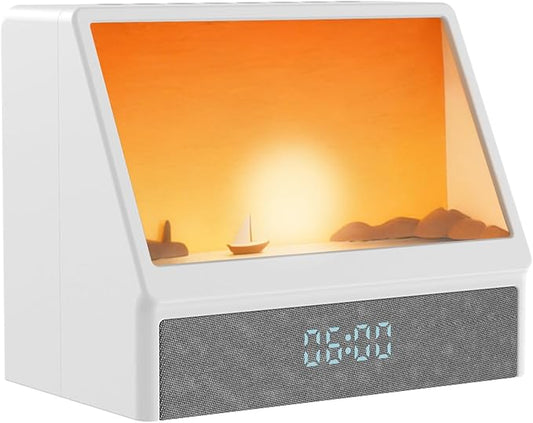 Sunrise Alarm Clock, White Noise Machine Lamp, Wake Up Light with 12 Sounds, Sleep Aid,Dimmable Clock for Adults Kids Bedroom,Bluetooth Speaker