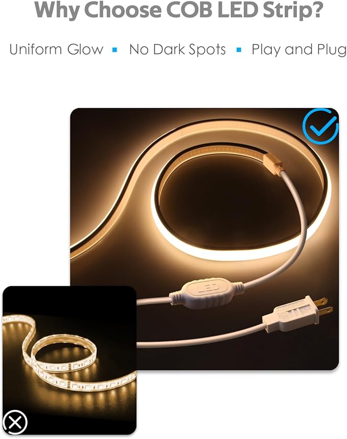 300FT Led Rope Lights Outdoor Waterproof 1 Roll IP67 Plug in with Clips 120V LED Strip Light 3000K Warm White Super Long Flexible Soft Led Light for Outdoor Building Commerica Holiday Decor