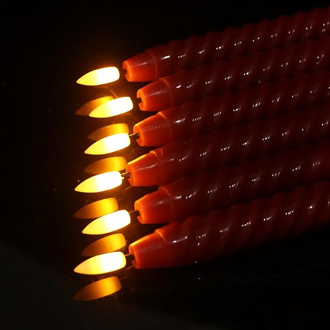 Red Flameless Taper Candles Flickering with Remote Timer, 3D Wick LED Spiral Candlesticks Battery Operated 6 Pack Real Wax Party Christmas Home Decor(0.78 X 9.8 Inchs)