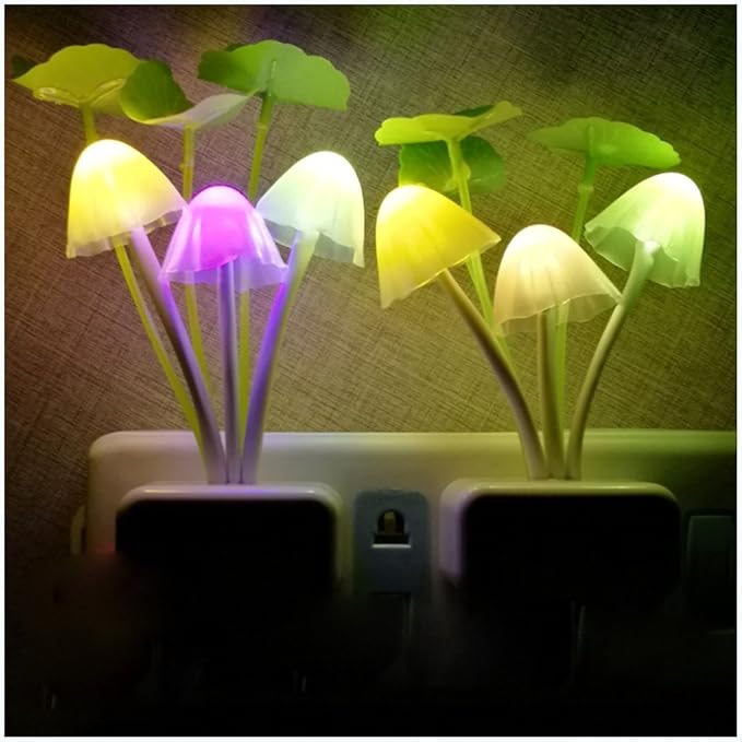 AUSAYE Color Change Led Night Light w/Smart Sensor, Plug-in Night Lights for Kids Adults Cute Mushroom Night Light Lamp Bedroom Home Decor Light Wall Lamps NightLight