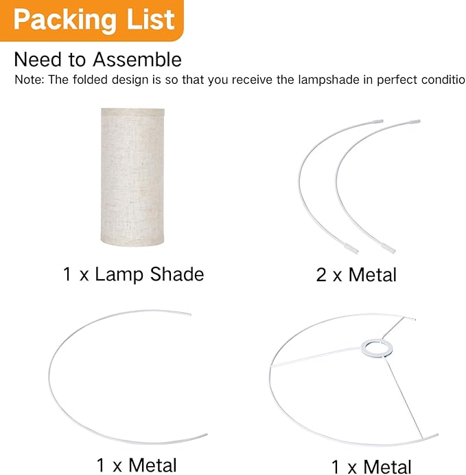 OUTON Beige Large Drum Lamp Shades for Floor Lamps, 16" Top x16" Bottom x 9" High, Easy to Assemble, Replacement Linen Lampshades for Table Lamps & Bedside Lamps (1.65" Spider)